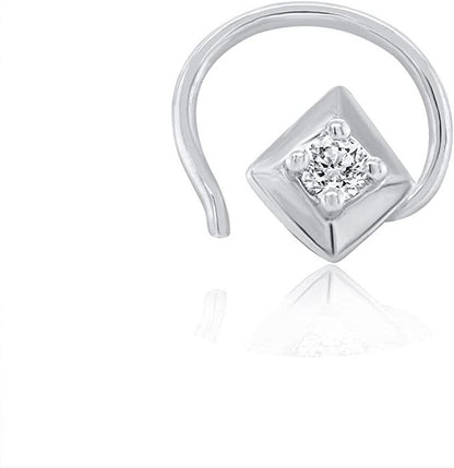 0.02 Ct round Natural Diamond 925 Sterling Silver Solitaire Stud Nose Pin