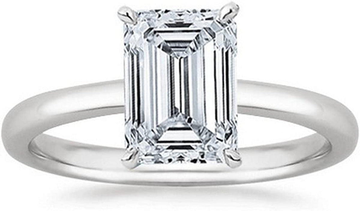 0.5 Carat Emerald Cut Solitaire Diamond Engagement Ring (I Color VS1 Clarity Cen
