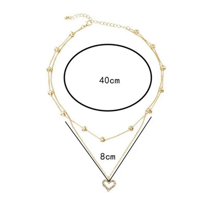 Ladies Necklace Fashion High-End Double Heart Diamond Chain