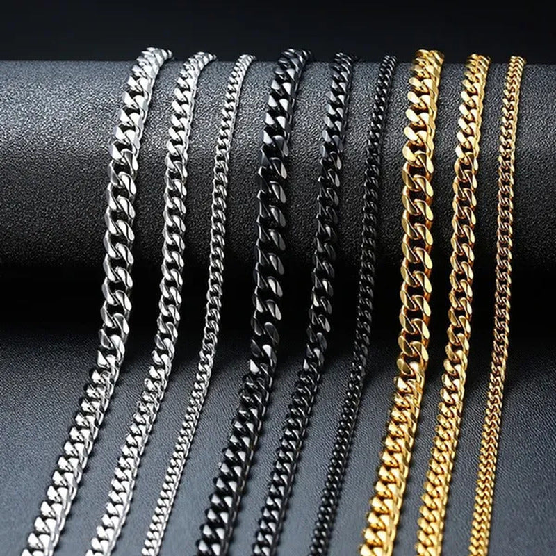 Hot Sale! Men'S Necklace Stainless Steel Cuban Link Chain Silver Gold Color Male