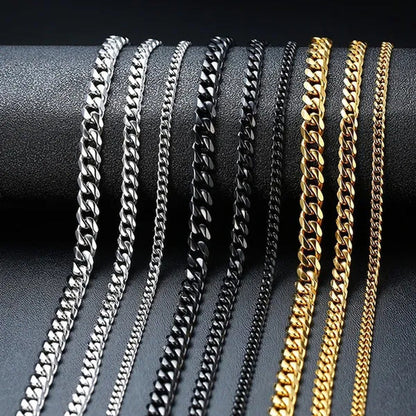 Hot Sale! Men'S Necklace Stainless Steel Cuban Link Chain Silver Gold Color Male