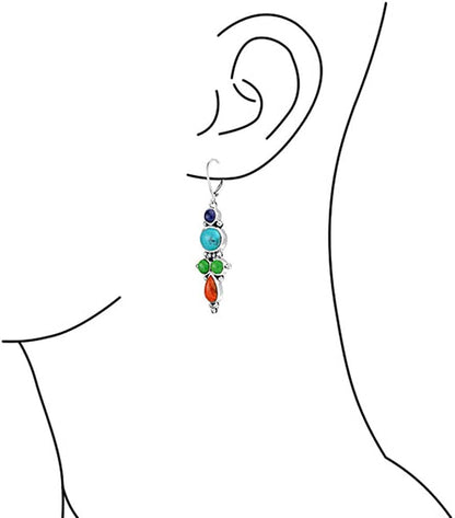 South Western Style Multi Stone Sterling Silver Lapis Stabilized Turquoise Orang