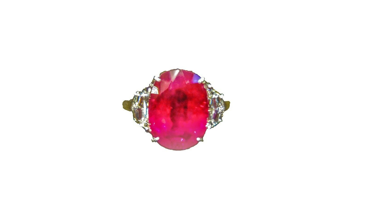 GIA CERTIFIED RUBY OVAL 11.40LENGTHX8.90WIDTHX5.40MMDEPTH SHAPE DIAMOND HALFMOON