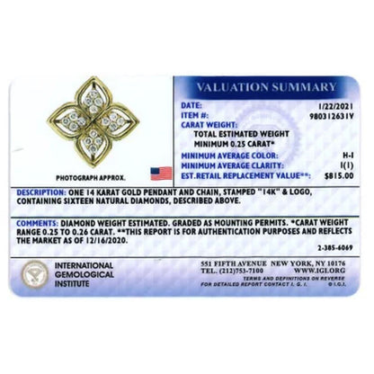 0.25 CT. T.W. Diamond Pave Clover Pendant in 14K Yellow Gold (I, I1)