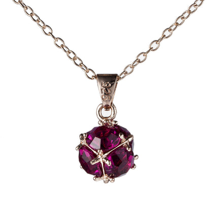 Personalized Rose Gold Necklace Diamond Ball Zircon Pendant