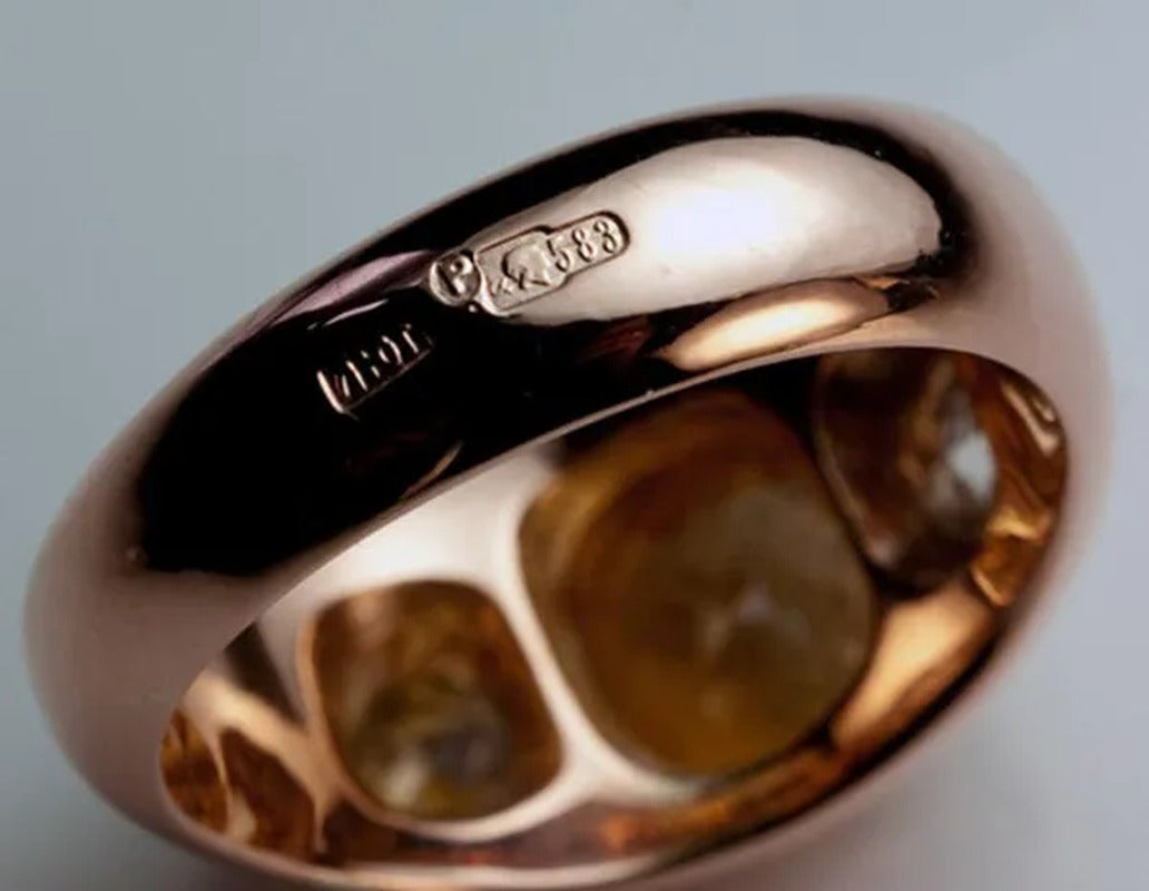 Vintage Women'S Fashion Rose Gold Natural Citrine Diamond & White Sapphire Ring