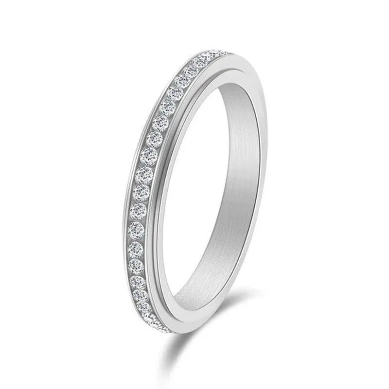 4Mm Wide Titanium Steel Exquisitely Inlaid Single Drainage Diamond for Men and W