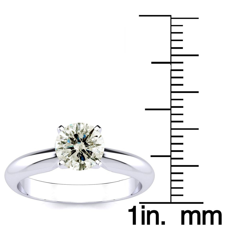 1 Carat Diamond Solitaire Engagement Ring in 14K White Gold for Women