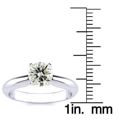 1 Carat Diamond Solitaire Engagement Ring in 14K White Gold for Women