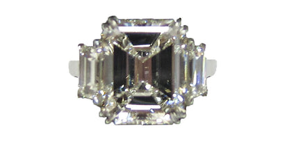 GIA Certified Emerald Shape Diamond J VS1 VG Excellent trapezoid engagement ring