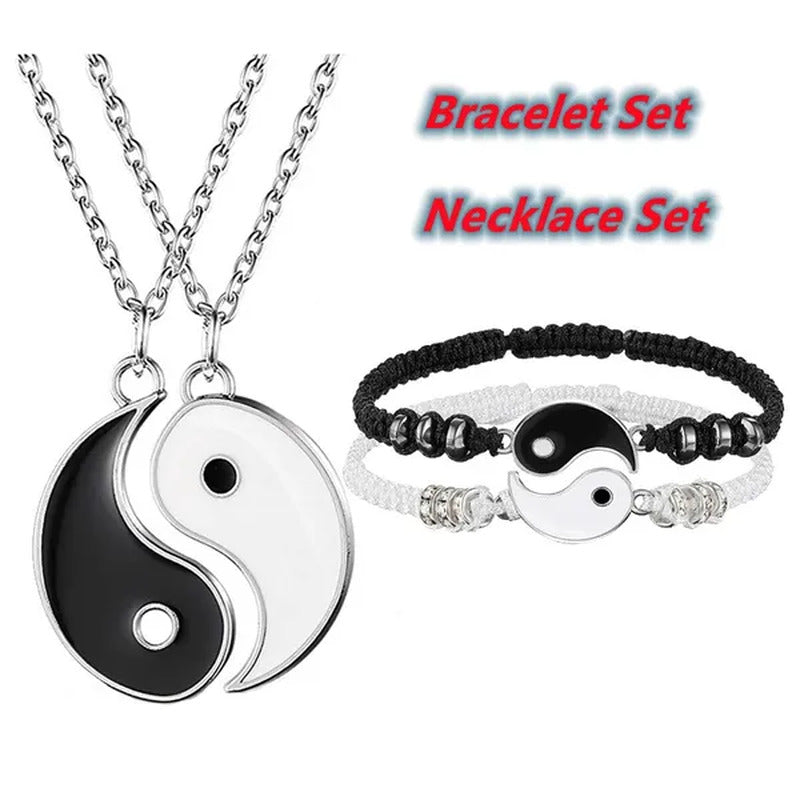 Best Friend Bracelets Couples for 2 Matching Yin Yang Adjustable Cord Bracelet f