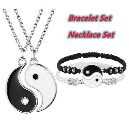Best Friend Bracelets Couples for 2 Matching Yin Yang Adjustable Cord Bracelet f
