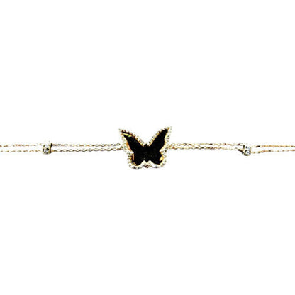 BUTTERFLY DIAMOND BRACELET 18K ROSE GOLD DIAMOND LINK CABLE .25 CT