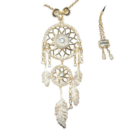 Sterling Silver Necklace Women'S Set Diamond Dream Catcher Long