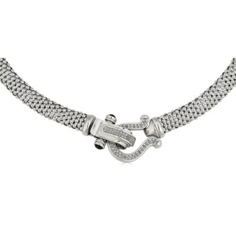 0.35 CT. T.W. Diamond Horseshoe Necklace in Italian Sterling Silver