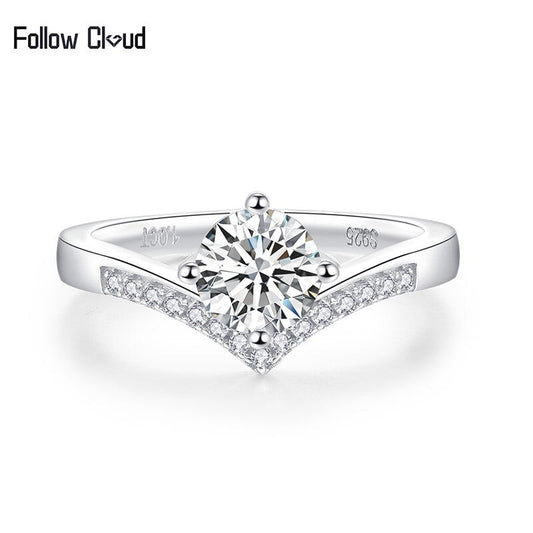 2.0 Carat 8Mm Moissanite Proposal Ring for Women Classic Crown Lab Grown Diamond