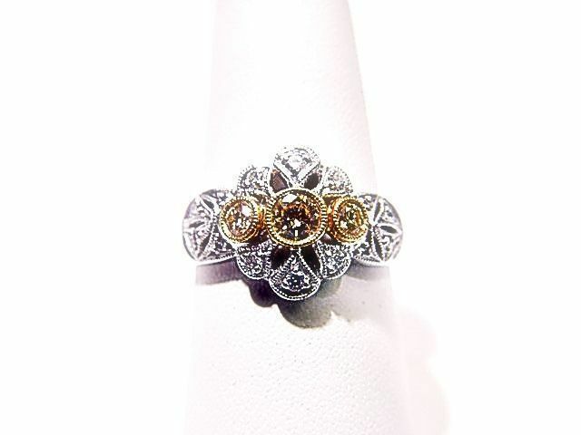 .50 CT ROUND SHAPE DIAMOND RING BAND DIAMOND TWO TONE ANTIQUE RING PLATINUM 18K
