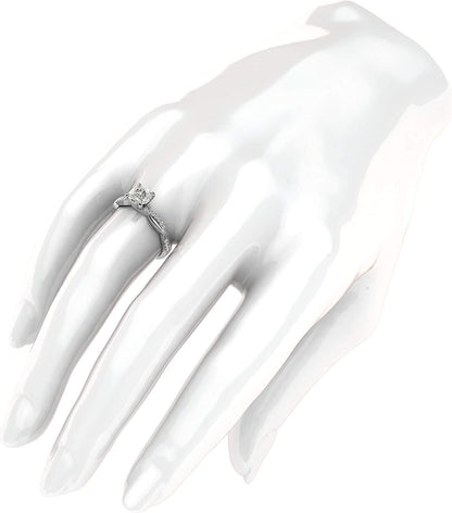 Solid 14K White Gold 4-Prong Petite Twisted Vine Simulated 1.0 CT Diamond Engage