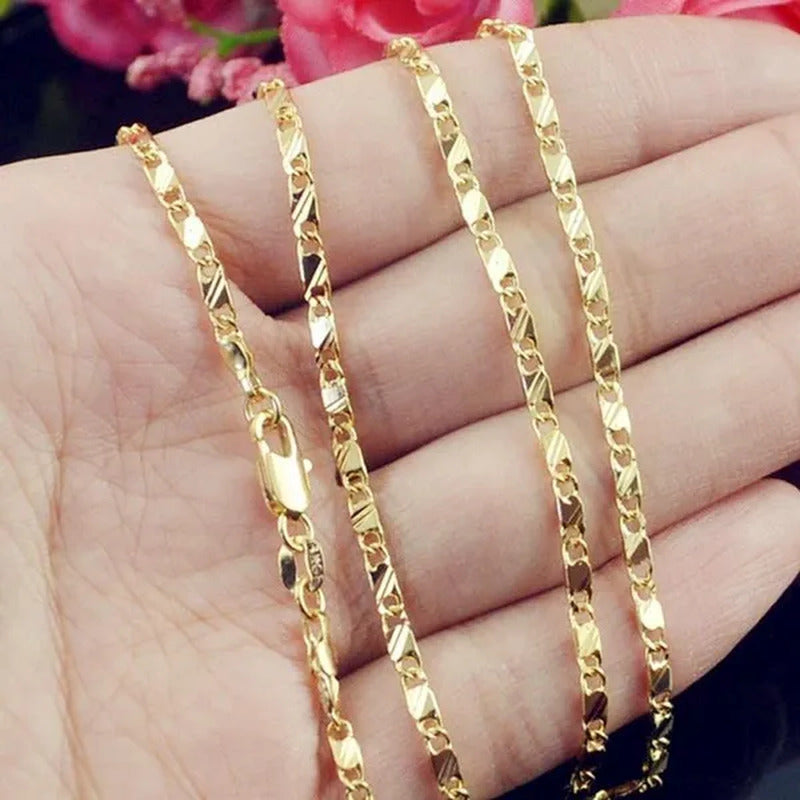 New Fashion Luxury Exquisite Men and Women Fashion Solid Chain Necklace 2Mm Wide