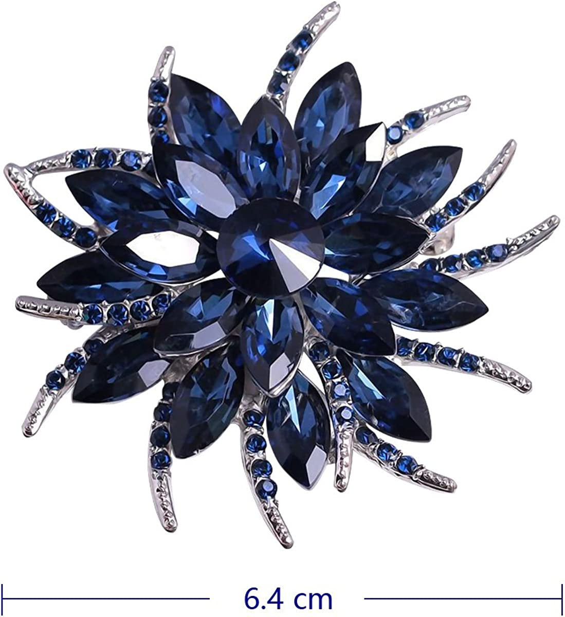 Flower Brooches Pin for Women Brides Created Crystal Brooch Blue