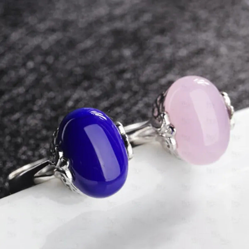 4 Colors Adjustable Natural Gemstone Ring Ruby Sapphire Powder Crystal Open Ring