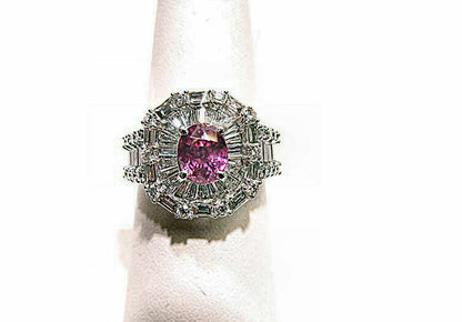 1.82 CT PINK SAPPHIRE OVAL SHAPE 1.66 CT ROUND BRILLIANT
