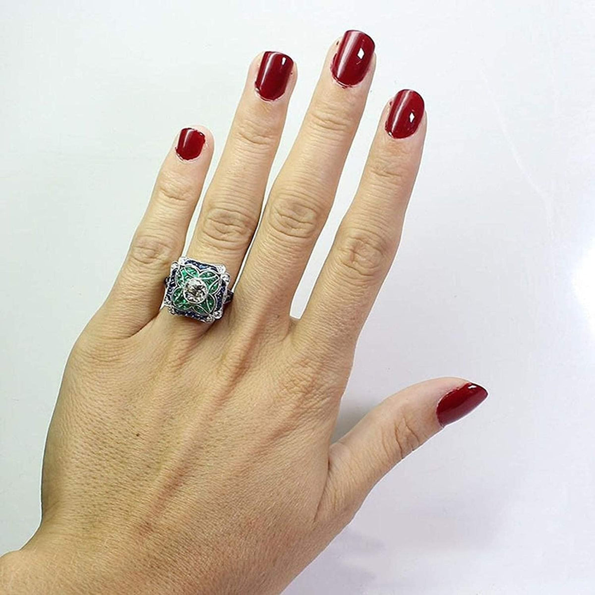 Women Fashion Ring Jewelry Wedding Rings Cute Girls Rings Women Faux Sapphire Em
