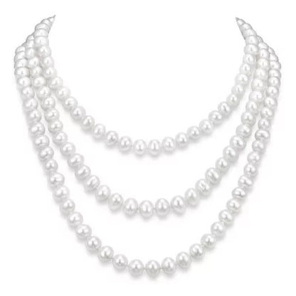 9-10 Mm White Cultured Freshwater Pearl 64" Endless Necklace