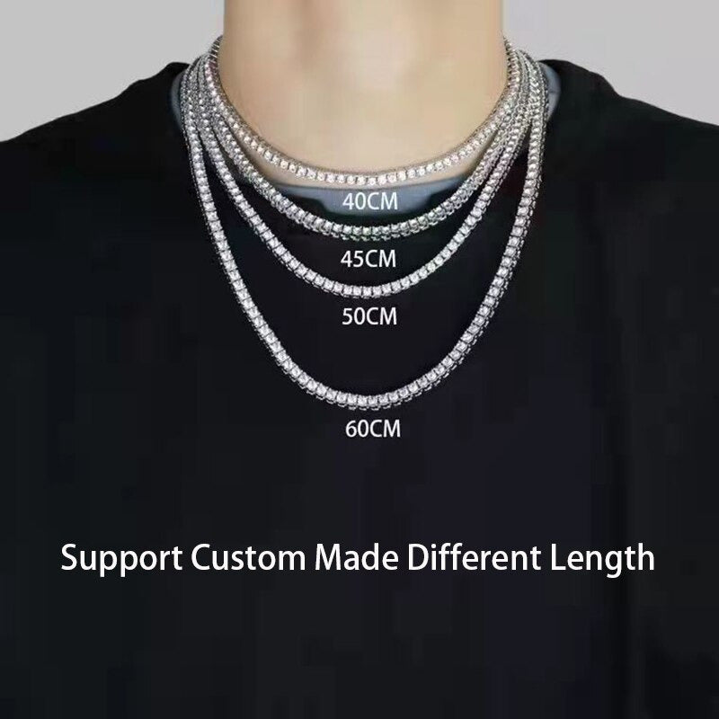 3/3.5/4/5Mm 100% All Moissanite Necklace for Women Men Sparkling Lab Diamond