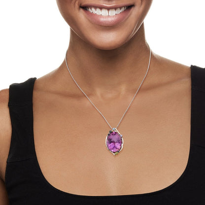 C. 1990 Vintage 33.11 Carat Amethyst and .44 Ct. T.W. Multi-Gemstone Pendant Nec