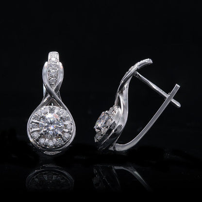 D Color VVS1 round Excellent Cut 1.0CTW 5.0MM Moissanite Hoop Earring 18K White