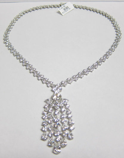 DIAMOND NECKLACE PRETTY MULTI-SHAPE DIAMOND DANGLE STYLE DIAMOND SET NECKLACE