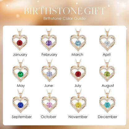 Forever Love Heart Pendant Necklaces for Women 925 Sterling Silver with Birthsto