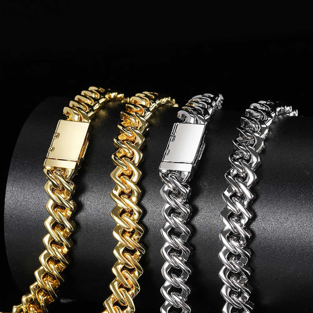 Hip Hop Square Circle Mixed Inlay 10Mm Diamond Cuban Necklace
