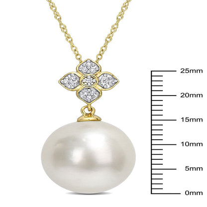 Miabella Women'S 12-13Mm South Sea Cultured Freshwater Pearl and Diamond Accent