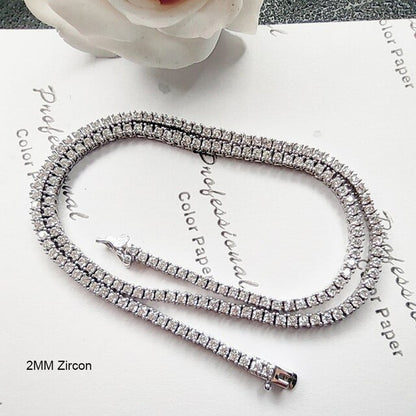 16-24 Inch 100% Guarante Real 925 Sterling Silver Pave 2Mm/3Mm/4Mm Sparkly