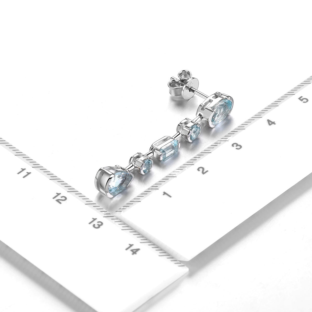 Natural Aquamarine Sterling Silver Drop Earrings 3.5 Carats Light Blue