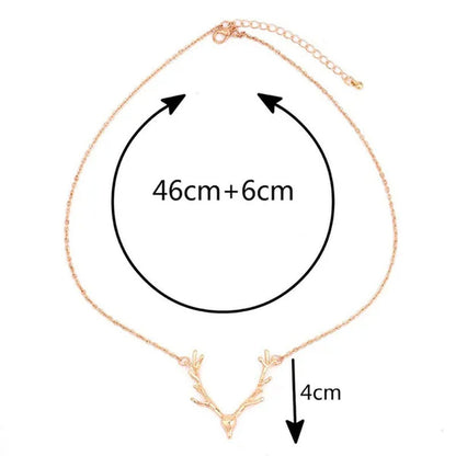 Tiny Cute Deer Horn Necklace Simple Elegant Horn Statement Necklace Antler Penda