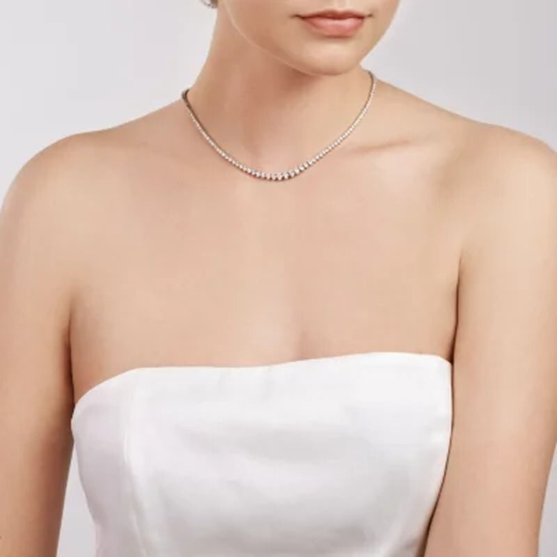 6.00 CT. T.W. Round-Cut Diamond Riviera Necklace in 14K White Gold (I, I1)