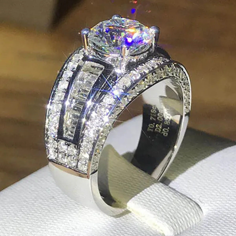 High Quality Bridal Wedding Band 925 Sterling Silver 4 Prong Setting Diamond Sid