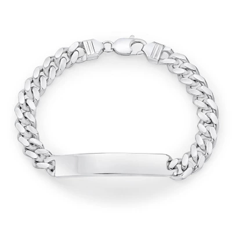 Italian Sterling Silver Polished Curb Chain ID Bracelet, 8.5"