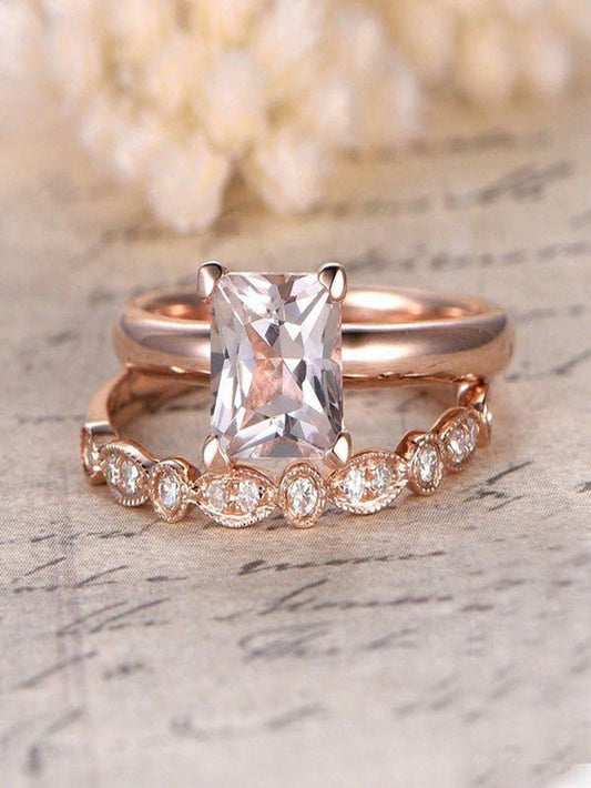 Sale: 1.25 Carat Peach Pink Morganite (Princess Cut Morganite) and Diamond Engag
