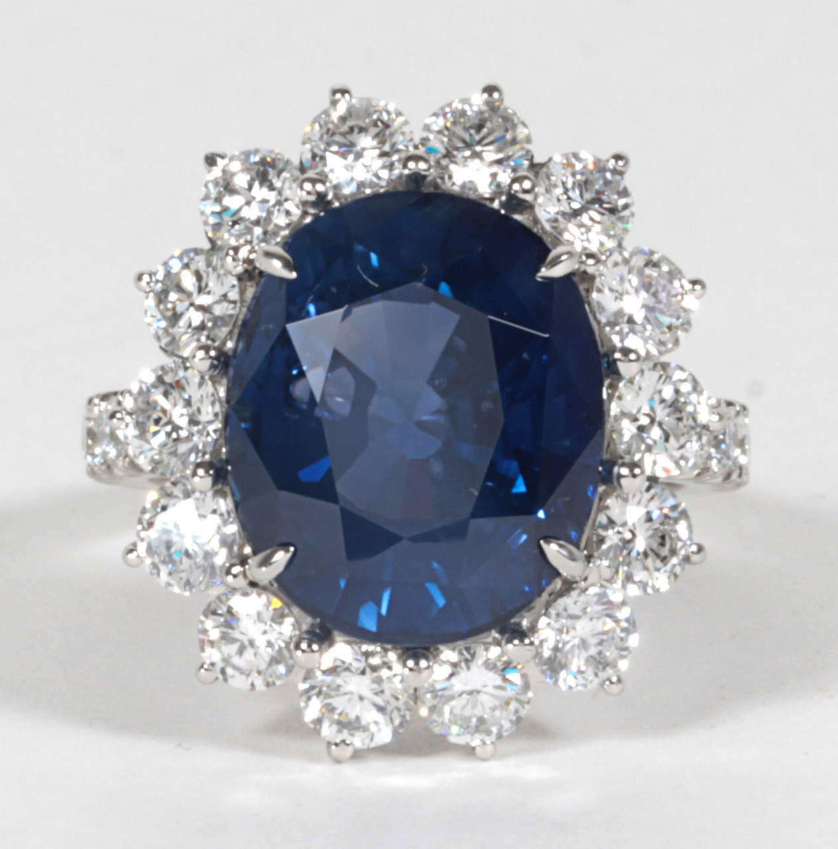 Elegant 11.73 Carat GIA Cert Sapphire Diamond Platinum Ring