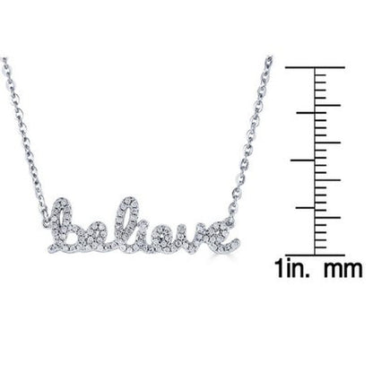 Sterling and 0.15 CT. T.W. Diamond "BELIEVE" Necklace