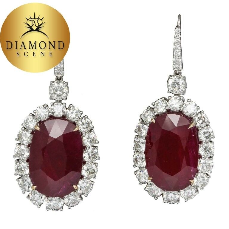 33 Carat GIA Certified Ruby and Diamond Earrings