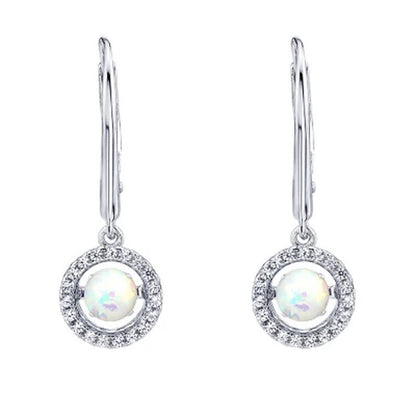 Dancing Lab Created Opal Pendant and Earring Set in Sterling Silver