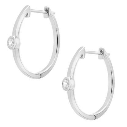 0.10 CT. T.W. Diamond Single Stone Hoop Earrings in 14K Gold (I, I1)