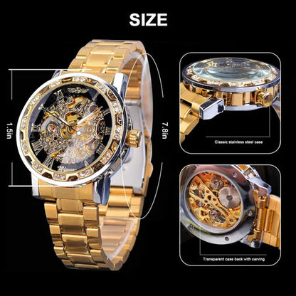 Men’S Watch, Luxury Mechanical Stainless Steel Skeleton Waterproof Automatic Sel