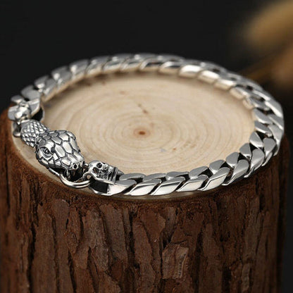 8Mm New S925 Sterling Silver Wrist Chain Jewelry 2022 Trendy Snake Head Buckl