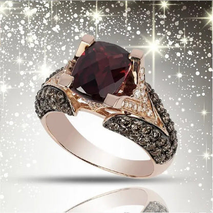 Retro Luxury Natural Red Stone Handmade Crown Ring Women'S Silver Colors Ring Pr